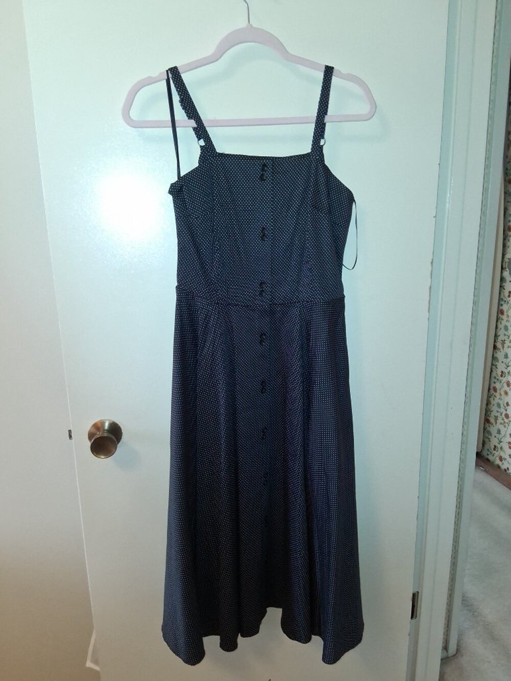 Black Polka Dot Swing Dress, S, NWT